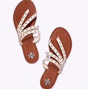 Tory Burch Patos white studded sandals - size 8.5